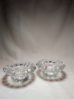 Pair Bolsius Heavy Glass Tealight Candle Holders Clear French Design