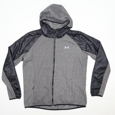 Under Armour Jacket Men's Gray Black LG ColdGear Hoodie Full Zip