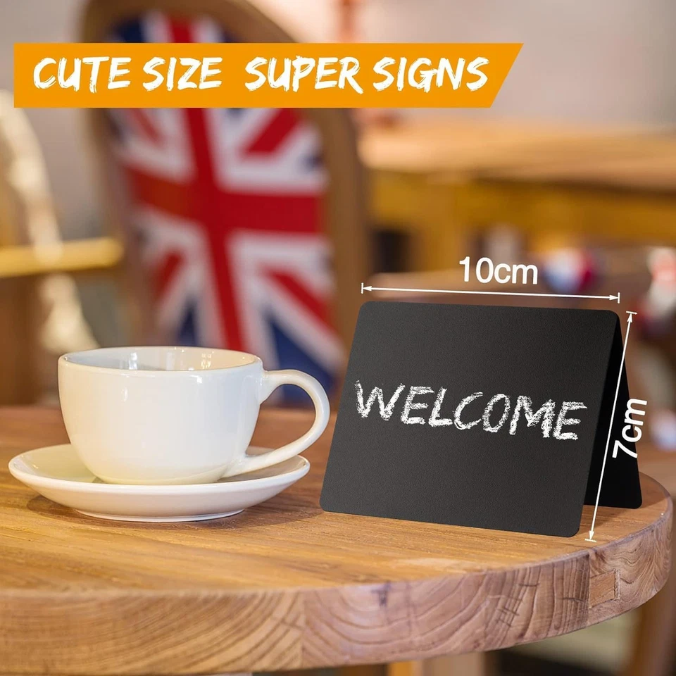 Mini Kreidetafel 10st Stehende Tafeln Beschriften 2 Stifte Buffet Schilder Hochz - Bild 2 von 4