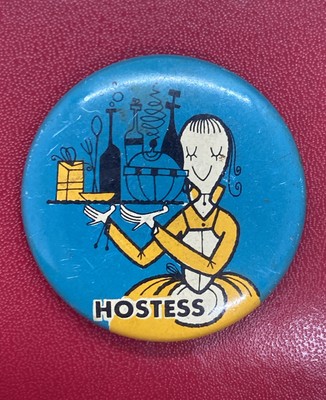 Vintage Hostess Advertising Pin Ultra Rare Keynote Button Co. 1-5/8  Authentic
