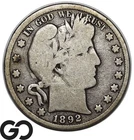 1892 Barber Half Dollar, VG