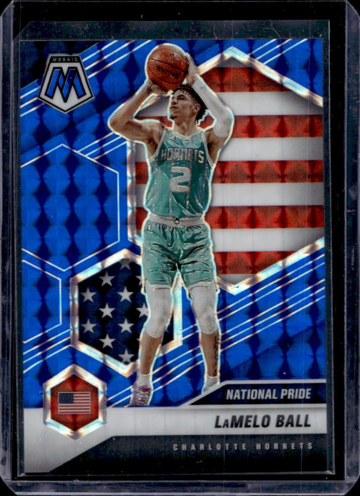 2020-21 Panini Mosaic LaMelo Ball Mosaic Blue National Pride RC #/99 Hornets