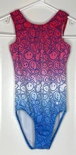 Destira CS Child Small Girls Gymnastics Leotard Pink White Blue Ombre Emojis