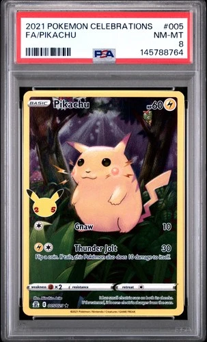 2021 POKEMON CELEBRATIONS #005 FULL ART/PIKACHU PSA 8