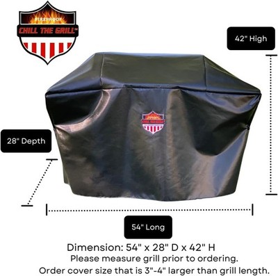 CHILL THE GRILL Fire Resistant 54 in Black BBQ Grill Cover, Water & UV Resistant