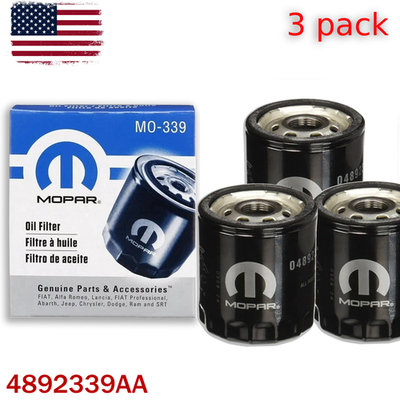 #ad 3 Pack OEM Mopar Oil Filter 4892339AA Genuine MO 339 For Chrysler Dodge Jeep Ram $29.99