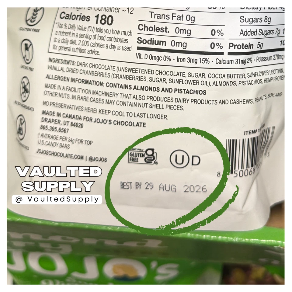 JOJO’s Dark Chocolate Pistachio Almond Cranberry Bites 2 Pack 14.4 oz Gluten Fre - Image 3 of 4