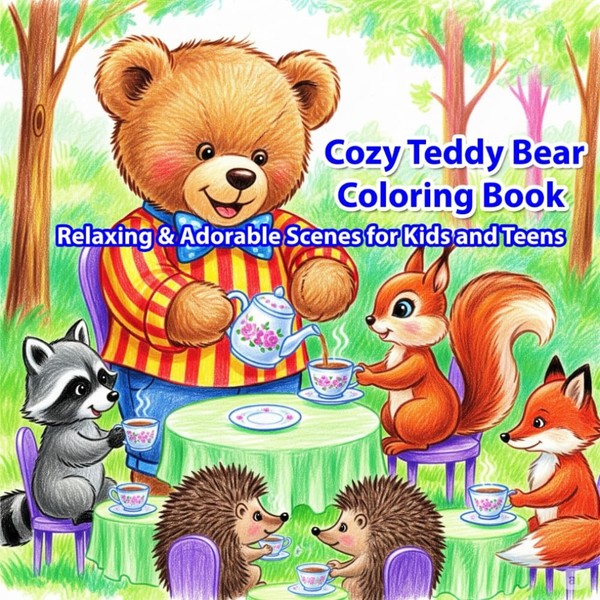 Cozy Teddy Bear Coloring Book – Cute & Relaxing Scenes For Kids &-image