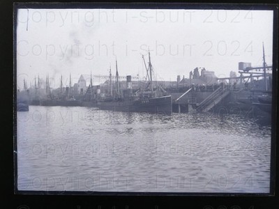 Aberdeen Hafen Schottland 1900er Trawler großes Glasnegativ #262