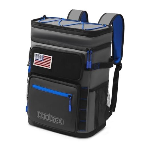 Backpack Cooler Gray 2 Insulated Compartments Leak Proof Waterproof Travel