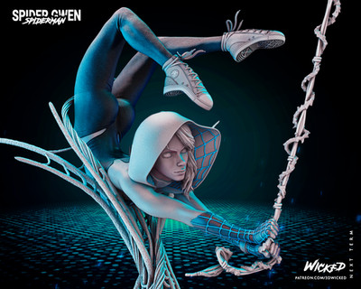 Spider Gwen, Marvel, 1/4-1/24, Sculpture, Figur, Unbemalt, 3D-Druck, Wicked