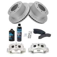 Rear Semi-Metallic Brake Pad, Performance Rotor & Caliper Kit w/Fluids for Chevy