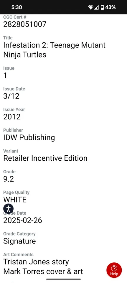 Infestation 2: Teenage Mutant Ninja Turtles #1 Tentacle Variant CGC 9.2 Signed - Image 4 of 4