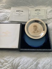 Sterling silver Dish/plate 24kt Inlaid Woodrow Wilson 28th President 8”