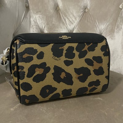 Coach F87753 Bennett Crossbody Bag Purse Leopard Print Brown Black Natural Small 193971505633 | eBay