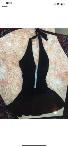 Women's B.DARLIN BLACK STRETCH HALTER TOP DRESS WITH STONES SIZE S - Picture 6 of 6