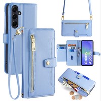 Handykette FüR Samsung Galaxy A36 Band HandyhüLle KartenfäCher Pu Leder Hellblau