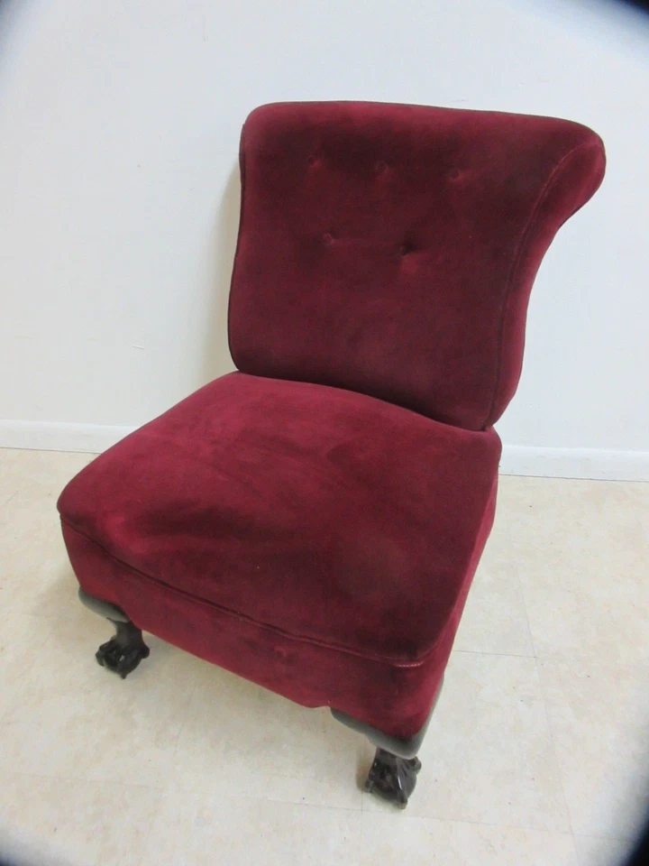 Silla antigua Chippendale Ball Garra Mohair Fireside Lounge Club Sala B Foto 3 de 4