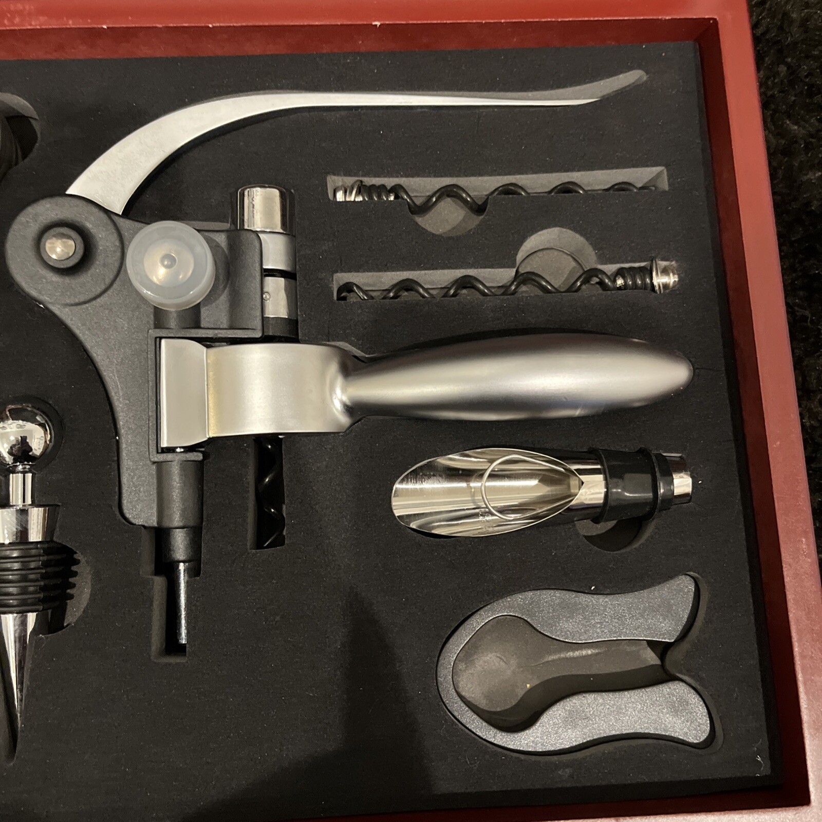 Wine Accessories Kit Wine Bottle Opener, Wine Aerator,Foil Cutter, Redwood Box
