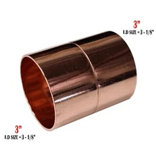 3" x 3" Copper Coupling with Stop C x C