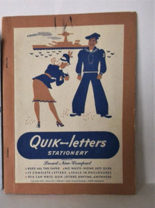 VINTAGE WWII 1942 Quik-letters stationery folder w/3 new letters sailor on cover