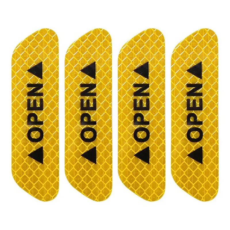 Yellow Car Door Open Sticker Reflective Tape Safety Warning Decal Universal 4Pcs