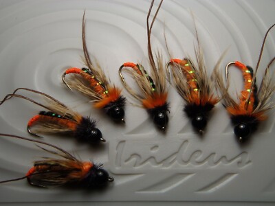 Irideus Bead Head Custom Stormy Orange Caddis  trout fish steelhead flies 