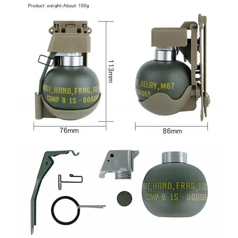 M67 Frag Pattern Dummy M67/M-67 EG Frag Model with Spring Loaded Cosplay Prop for Molle ...
