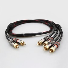 Gold Plated RCA Plug Splitter Hifi Extension Cable 2 Male to 4 Male RCA Adapter
