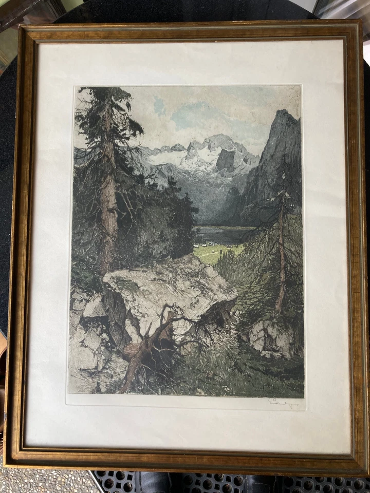 Nr. 50 Josef Eidenberger, Gosausee mit Dachstein Salzkammergut Radierung - Bild 2 von 3