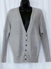 EILEEN FISHER Grey Ctn/Poly Cardigan Frnt Pckts 51 In Chest 25 In Long Sz XS EXC