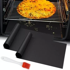 2 x Large Non Stick Oven Liner Reusable Teflon Dishwasher Safe Baking Spill Mat