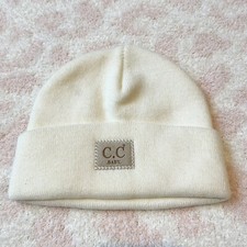 C.C. Baby Classic Oversized Logo Beanie Hat in Ivory NWOT