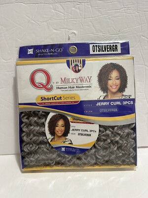 Q by MILKY WAY 3-Piece JERRY CURL (ShortCut) Pack OTSILVERGR color