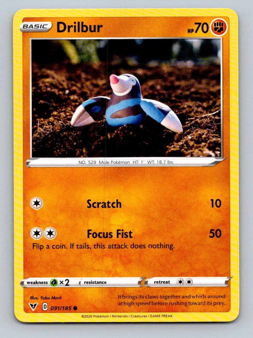2020 Pokemon Card Vivid Voltage Drilbur 91/185