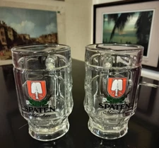 Set of 2* SPATEN MUNCHEN Glass BEER MUGS *EUC!!!* Thumbprint *FAST FREE SHIPPING