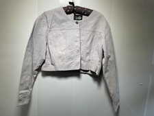 Suede Leather Jacket Babette Short Cropped Light Grey Cheap Mondays Bnwt