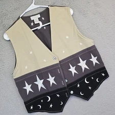Christopher Banks Vest Men M Stars Moon Celestial Western Indie Gilet Equestrian