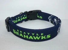 Seattle Seahawks NFL Terri's Dog Collar custom made adjustable made with fabric 