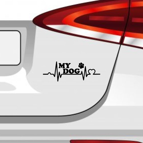 Hunde Aufkleber Pfote Herzschlag Sticker Love Dog Kleber Decal Vinyl JDM 20x7cm - Bild 5 von 6