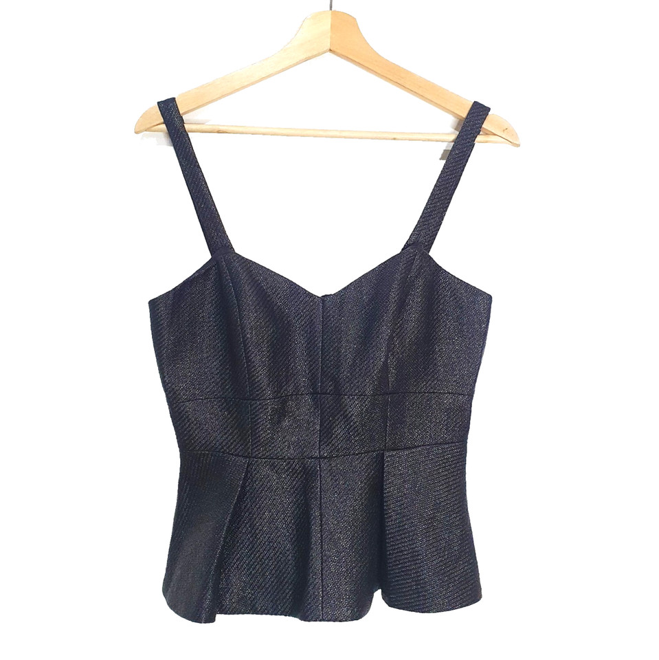 Country Road Size XS Black Coated Cotton Mix Adjustable Strap Peplum Top