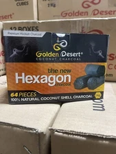 2 Boxes Of HEXAGON COCONUT CHARCOAL Golden Desert 1kg 64pcs