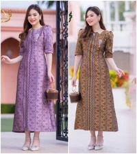 Thai Traditional Dress Silk Women Party Merrit Temple Wedding Elegant Size M-4XL