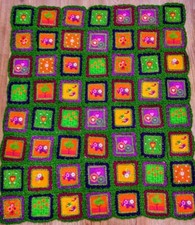 Handmade Fusion Crochet Flannel Baby Blanket Bright Mandola Print Flannel