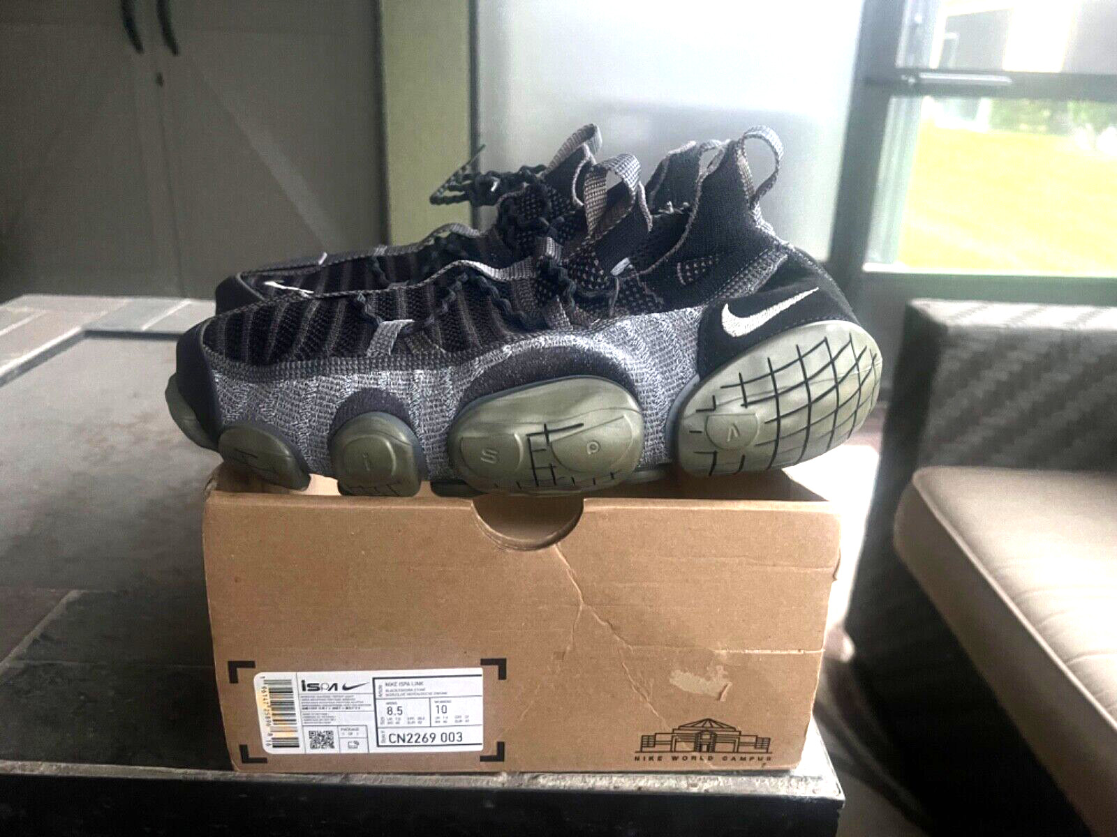 Nike ISPA Link Black Medium Olive SZ 8.5 Yeezy Jordan Jumpman