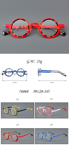 Montatura occhiali tondi retrò acetato titanio full rim occhiale donna uomo - Foto 20 di 27