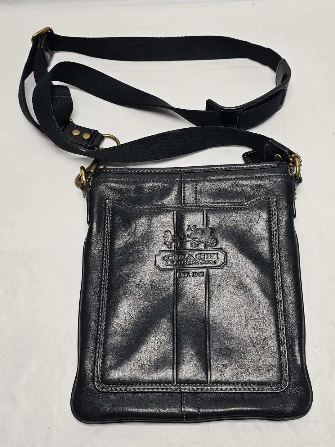 Vintage Coach Leather Crossbody Bag Black Pink Lining… Gem