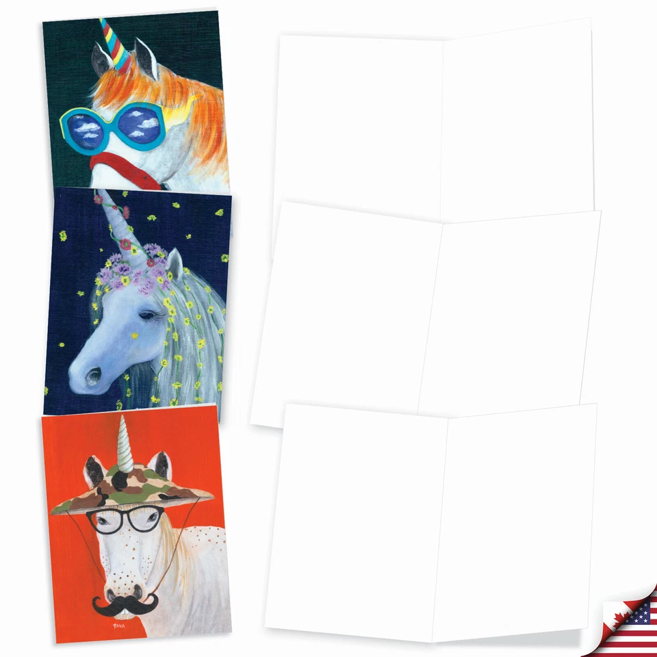 20 пустых карточек в ассортименте (10 дизайнов, по 2) — уникальные единороги AM7186OCB-B2x10 - Изображение 3 из 4