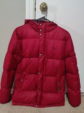 Ralph Lauren Jacket Youth XL 18-20 Red Down Polo Hooded Puffer Boys