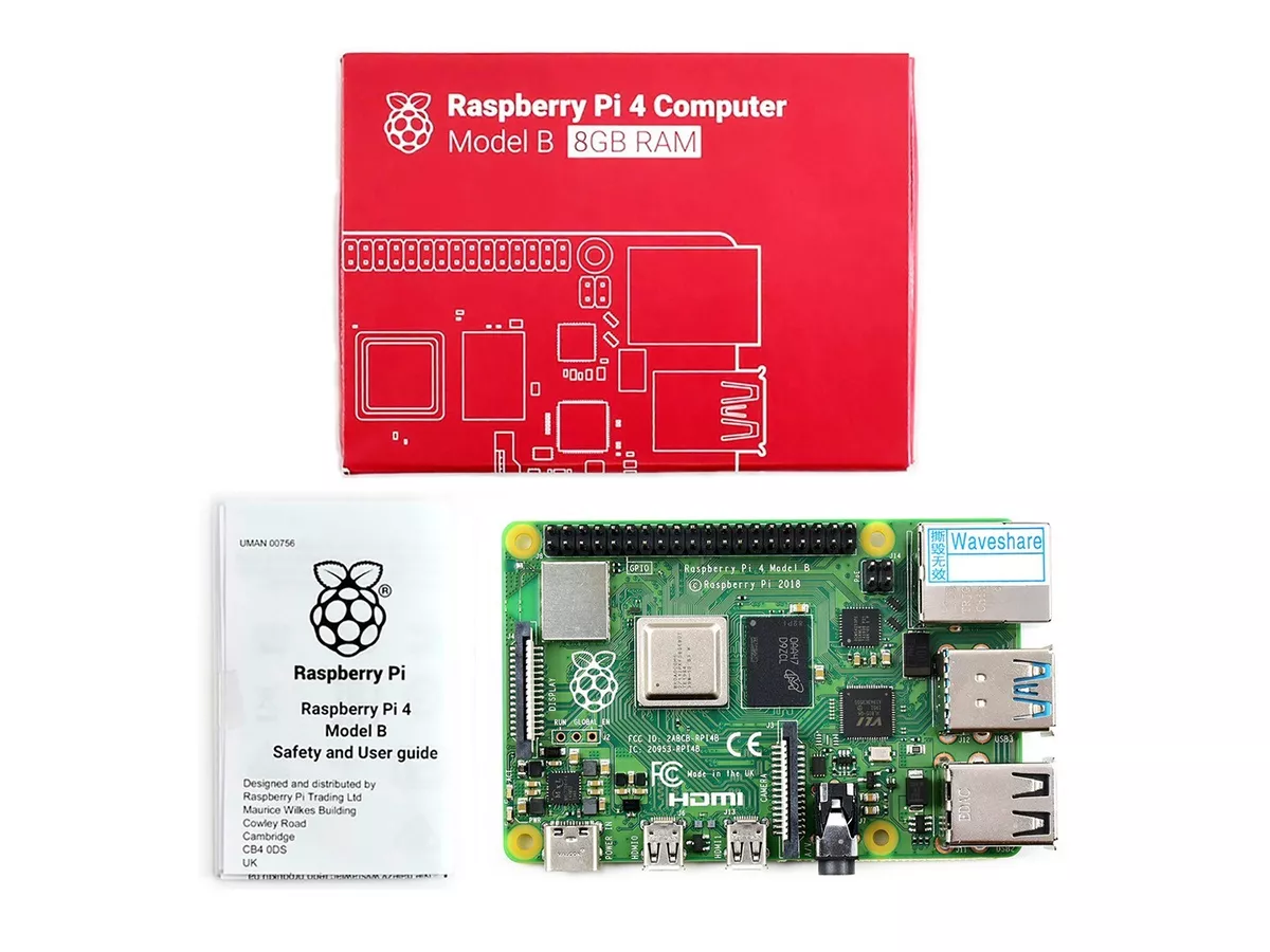 Raspberry Pi 4B (ARM Cortex A72, 1.5GHz 8GB RAM) Single Board